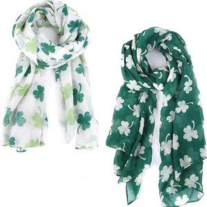 Nollia 2-Pack Saint Patricks Day Scarf - Lightweight Satin Scarves -Lady Scarfs